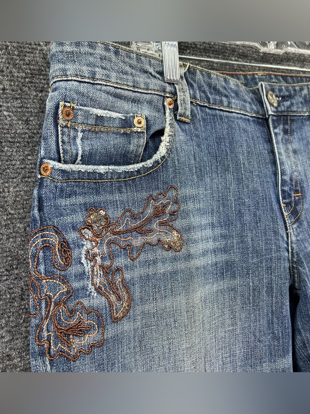 VTG American Eagle Jeans Womens 12 Reg Stretch Boot Denim Embroidered Sequin 90s